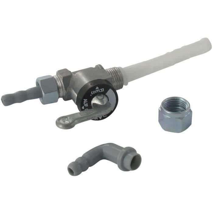 Robinet à essence métallique universel avec Filtre nylon - pour tuyau de Ø: 6mm - filetages: M12 x 1