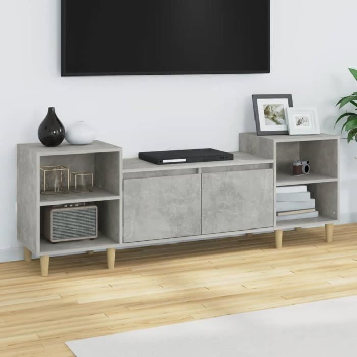 famirosa meuble tv gris béton 160x35x55 cm bois d'ingénierie-192