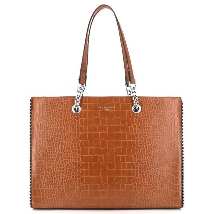 Flora Co Paris Sac A Main Fourre tout Cours Fille A4 Cha ne Perles Effet Croco Camel