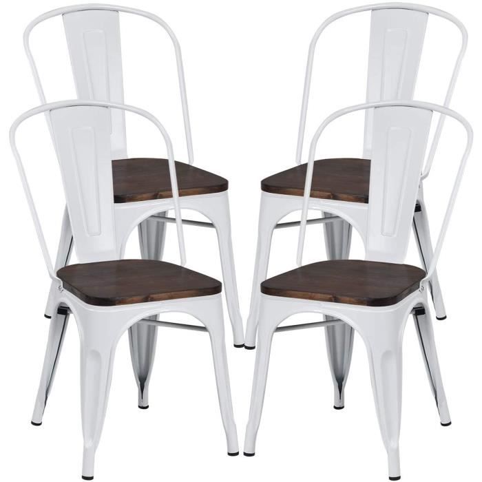 Chaise de Style Industriel Chaise de Restaurant Chaise Bistro Blanc Lot de 4 chaises Chaise de Salle à Manger rétro Blanche