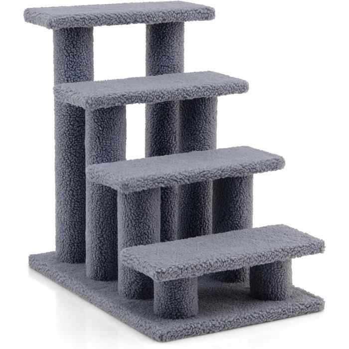 Meilleurs prix pour GOPLUS Escalier pour Chat et Chien 4 Étages avec Griffoir, Abri d'Animaux avec Centre d’Activités, 60,5 x 41 x 60,5CM, Gris
