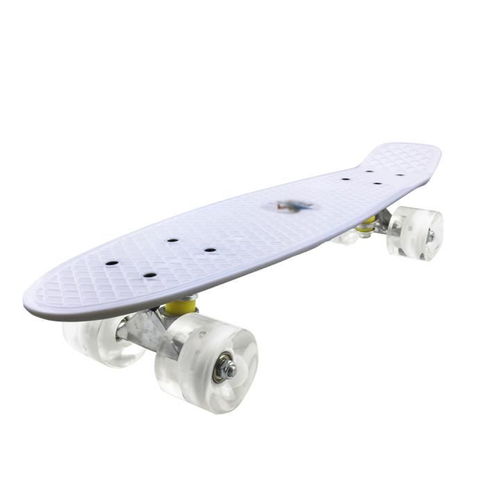 Complet Skateboard - Skateboard Rétro Complet Mini Cruiser Avec Roues Lumineuses Led 22 Pouces Pour Enfants Adolescents Adultes Debutants Blauw
