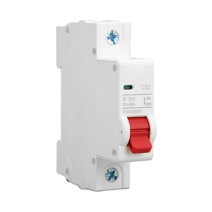 Disjoncteur DC 25A 1000V Tyenaza - 2P 6000A - Pour Panneaux Solaires, Montage Rail DIN