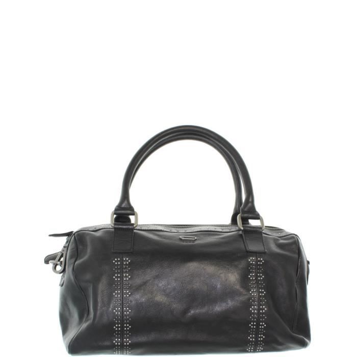 Sac ikks cuir noir grand format