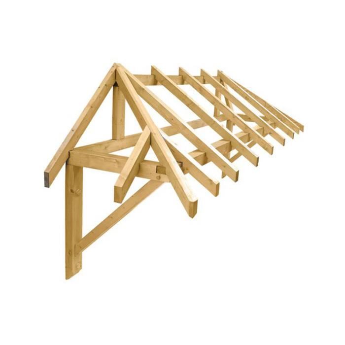 Construire Une Marquise En Bois Auvent 3 Pans En Bois Pour Porte D Entree 1 9 M Pisa Achat