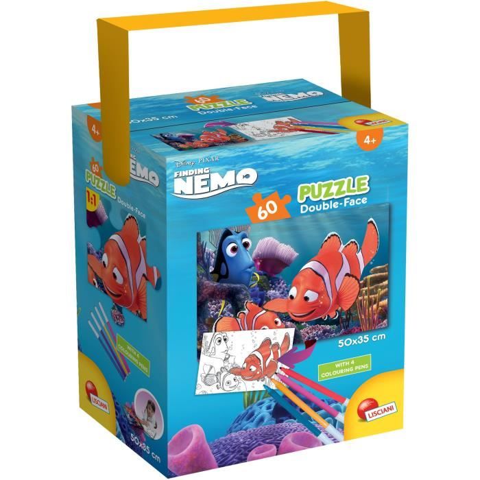 Puzzle Disney Nemo - LISCIANI GIOCHI - 24 pièces - Boite transportable - Double face - 4 feutres