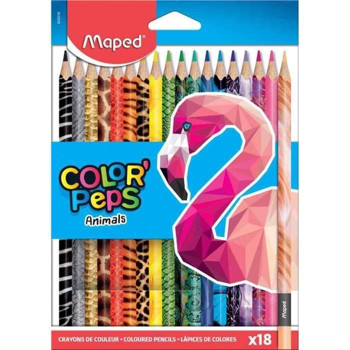 étui de 18 crayons de couleur triangulaire COLOR PEPS Animals