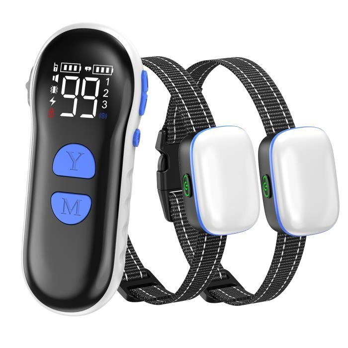 Meilleurs prix pour MASBRILL Collier de Dressage Anti aboiement pour 2 Chiens, Étanche, Rechargeable, 3 Modes BIP Vibration Choc (1-99), Portée de 800M