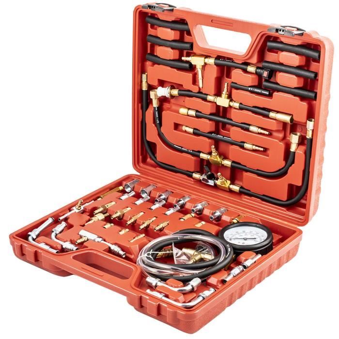 Testeur De Pression De Carburant - Manomètre 0-100 PSI - Avec Connecteurs 6,3mm, 7,89mm, 9,49mm - Pour Diagnostic Automobile