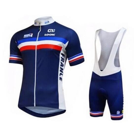France Maillot De Cyclisme Manches Courtes Cuissard Avec Bretelle Velo Homme Ensemble De Vetement Selle De Silicone Prix Pas Cher Cdiscount