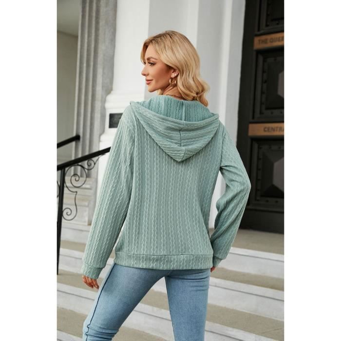 Sweat Capuche Femme Couleur Unie Fermeture clair