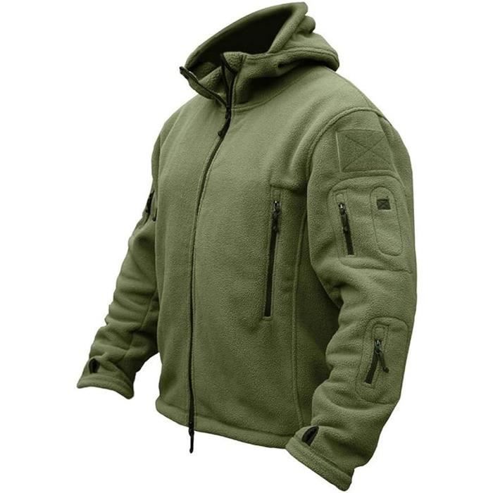 Veste polaire chaude pour hommes, fermeture éclair brodée, col montant