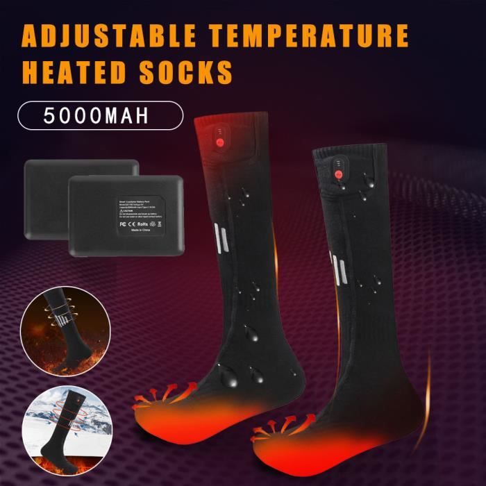 Chaussettes Chauffantes électriques Pour Hommes Et Femmes Alimentees Par Une Batterie Rechargeable Avec 4500mah 3 Niveaux De Chauffage Chaussettes Thermiques En Coton Pour Les Sports De Plein Air