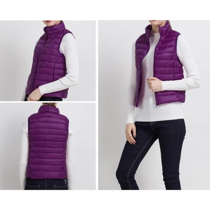 Doudoune Sans Manche Femme Gilet Duvet L g re Bordeaux Cdiscount