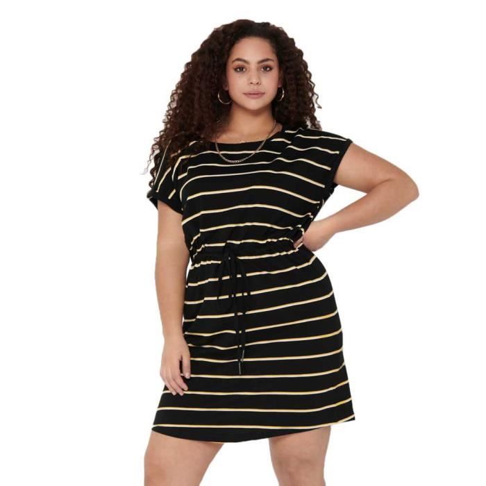 ONLY CARMAKOMA Carapril SS Knee Dress Stripe JRS Noos Robe Noir