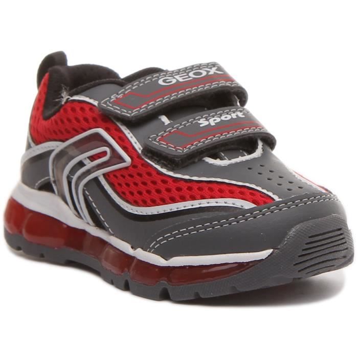 Geox Baskets pour enfants - GEOX - J Android B.C - 2 crochets - Semelle gel - Couleur gris rouge