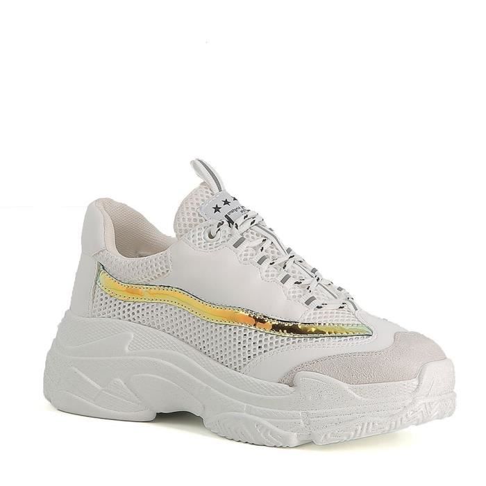Baskets Dad Shoes pailletée Blanc Cdiscount Chaussures