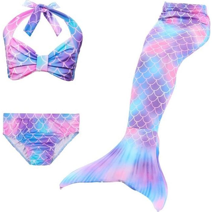 Costumes de Bain Queue de Sir/ène Filles Fishtail Costume Cosplay VGEBY1 3pcs Maillot de Bain Mer-Fille Enfants