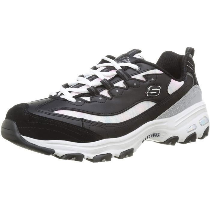 Baskets Femme SKECHERS D Lites Cuir Noir et Gris La age