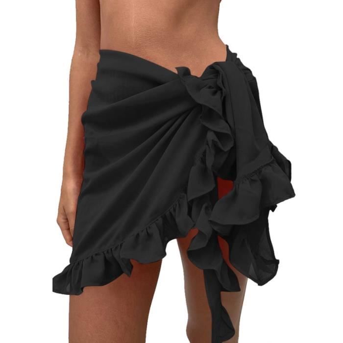 Robe Sarong Transparente Plage - Grande Fleur Violette Sur Fond Blanc, Neuve En Paquet