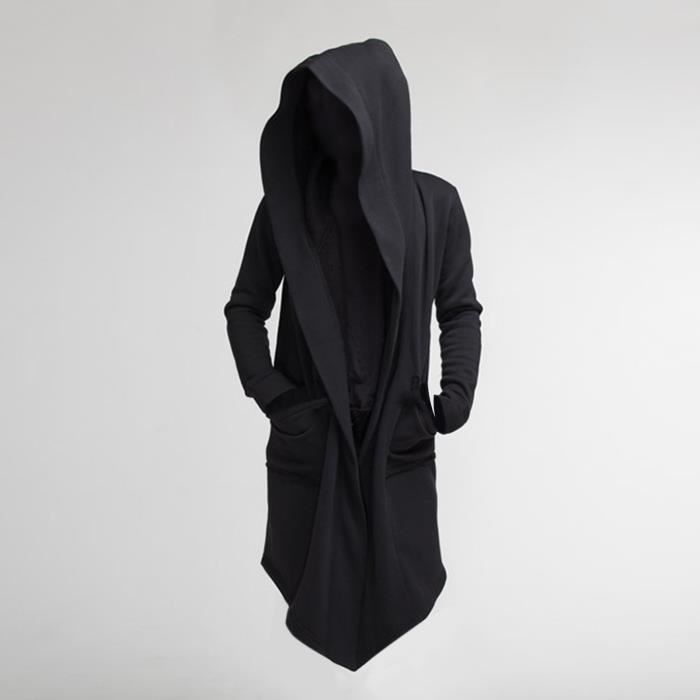 Manteau homme oversize a capuche couleur unie cardigan trench coat pour lautomne