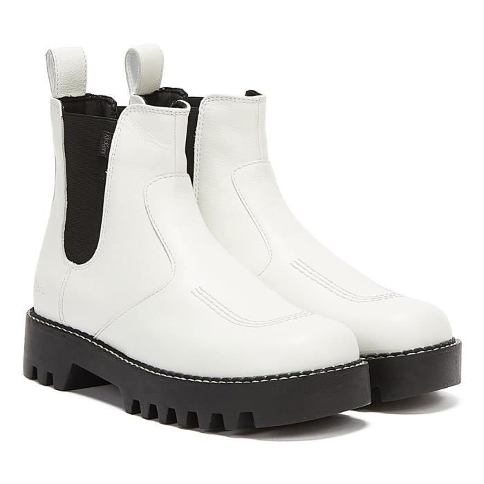 Chaussures femme : Bottines blanches à talons carré et à bouts pointus