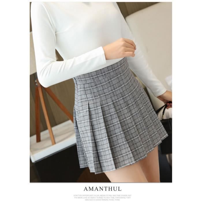 Jupe femme courte - Mini plissée taille - FR65SDP Black/plaid