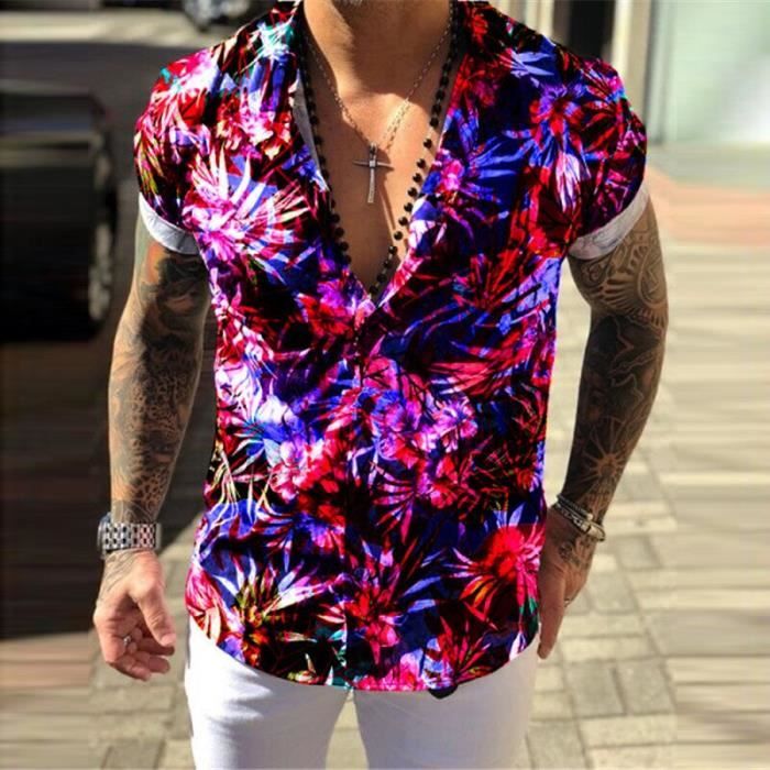 Chemise Chemise de Plage D contract e pour Homme Imprim Floral