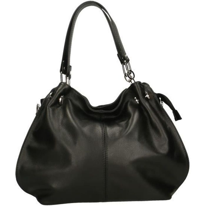 Sac en top cuir souple noir