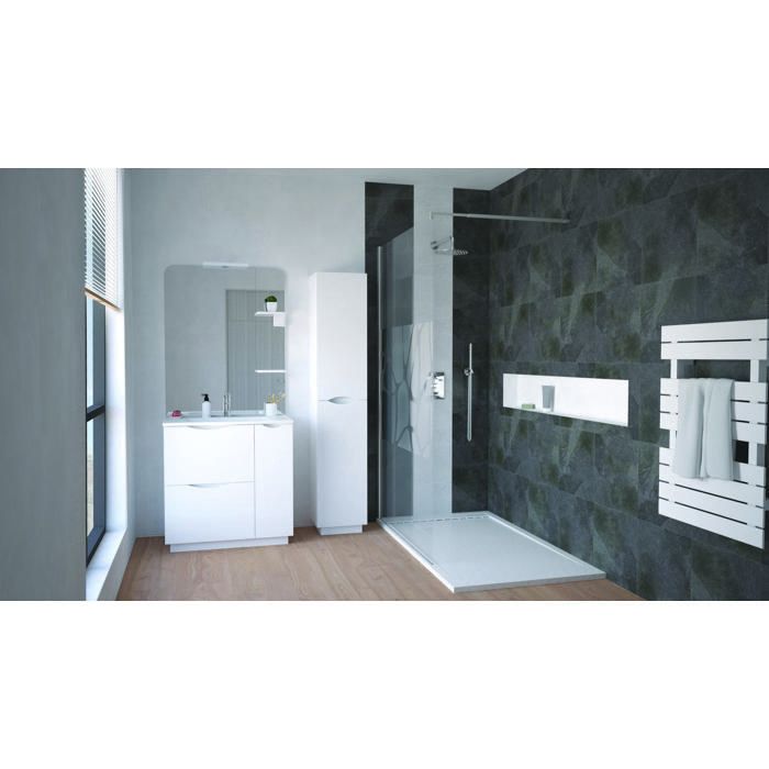 ONDEE ZEN Meuble de salle de bain à poser PALERMO - 80cm - Blanc - laqué - Livré en kit