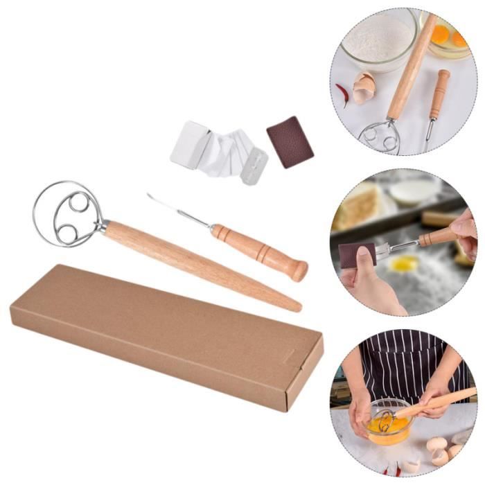 Fouet Danois FRUHLING - Mélangeur à Pâte Manche Bois Acier Inoxydable Pour Cuisson Et Pâtisserie