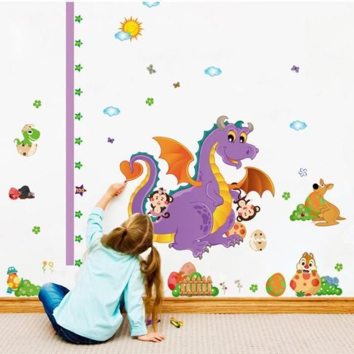Toise De Croissance Murale Pour Enfant - Thème Dinosaure - Avec Marqueurs Amovibles - Décoration Chambre - Suivi De La Taille