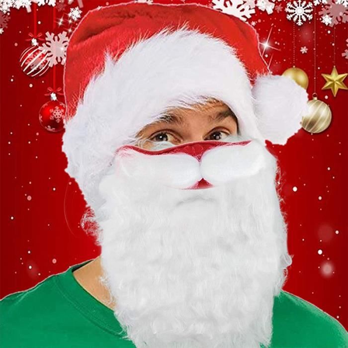 Lot De 4 Fausses Barbes Blanches De Père Noël - Accessoire Déguisement Noël - Polyester Doux - 20x19 Cm
