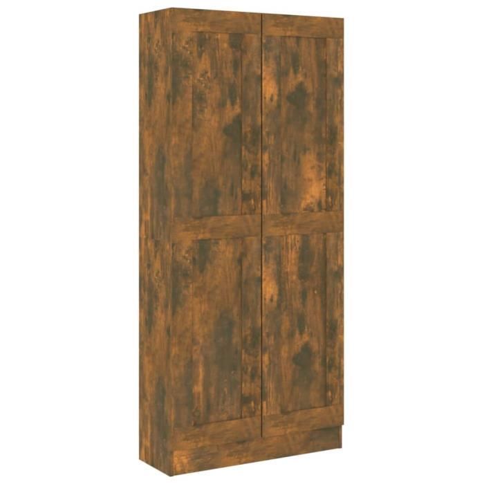 Armoire à livres - SALALIS - Chêne fumé - 825x305x1855cm - 5 étagères - Bois dingénierie