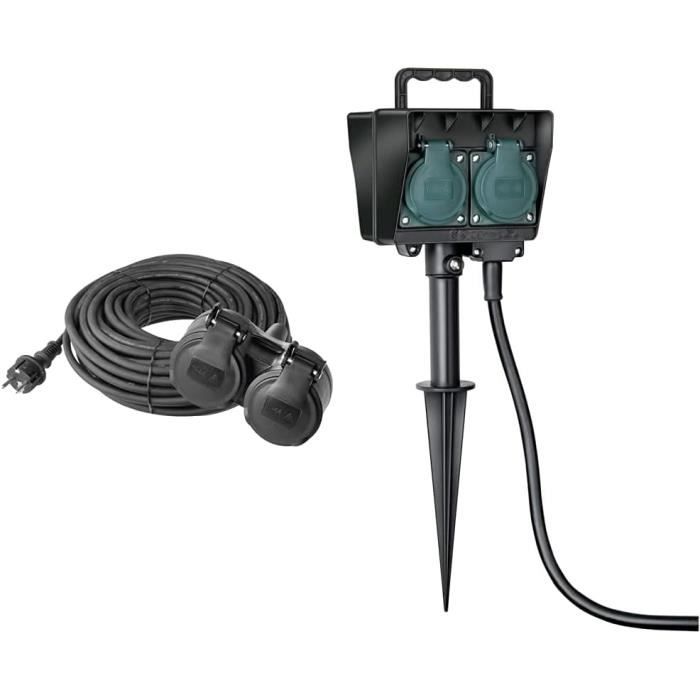 5M Rallonge Avec 2 Prises Schuko Pour Usage Câble Étanche Ip44 H05Rr