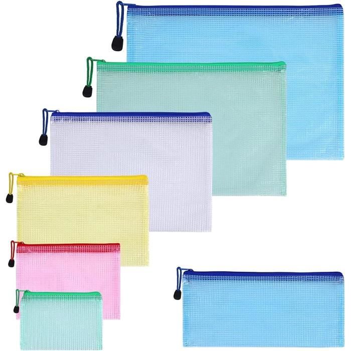 Lot De 10 Pochettes Zippées A4 Transparentes – 5 Couleurs – PVC Résistant à L'eau – Pour Bureau, école, Voyage, Organisation