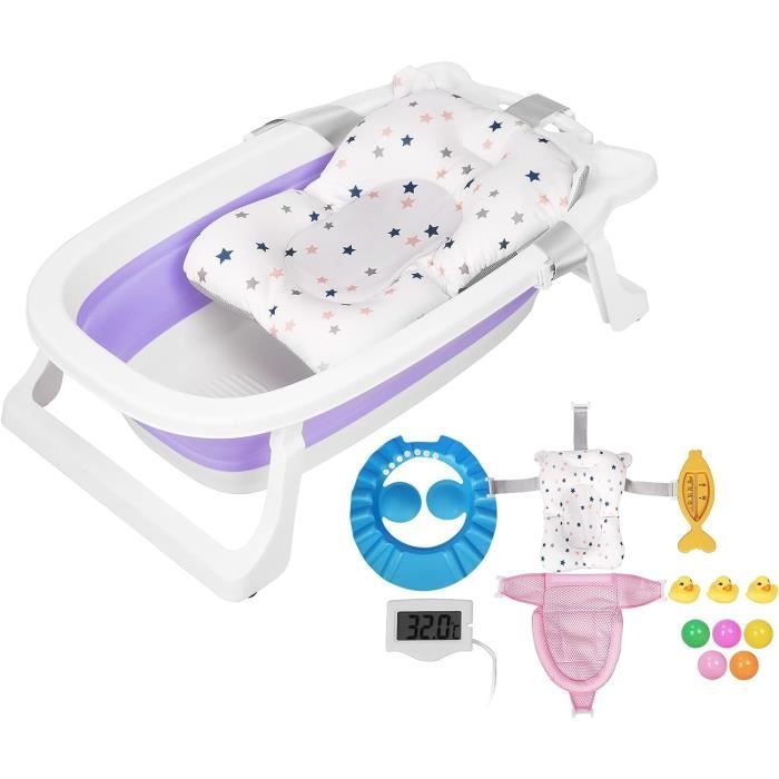 Baignoire Bébé Pliable - 75x45x25 Cm, Avec Bouchon De Vidange | PVC Épais, Isolant, Idéale Pour Douche Ou Voyage (Vert Ou Blanc) - 7