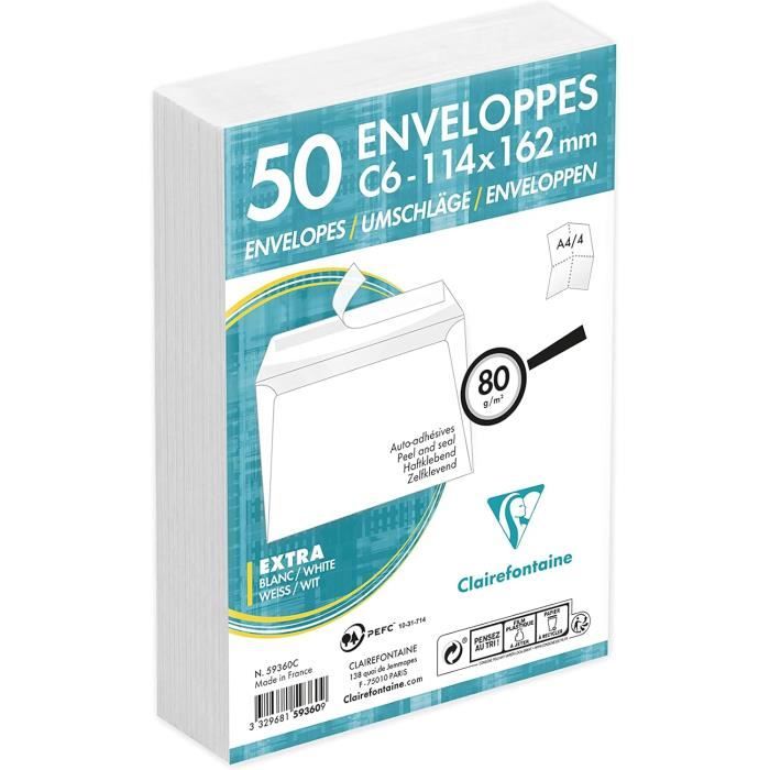 Clairefontaine Calligraphe – 500 Enveloppes DL 110x220 Mm Auto-Adhésives Blanches 80g/m² – Idéal Mailing & Correspondance
