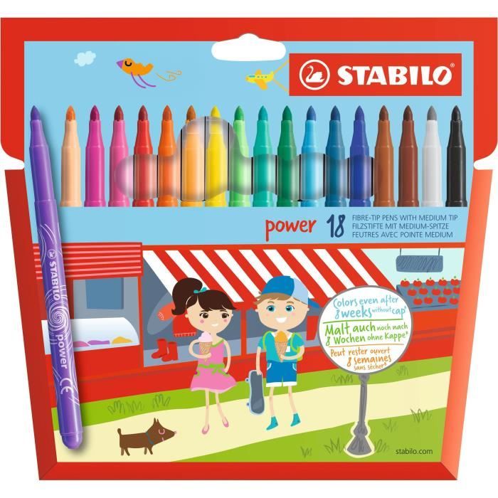 Stabilo 18 Feutres De Coloriage Stabilo Power Pointe Moyenne Cdiscount Beaux Arts Et Loisirs Creatifs
