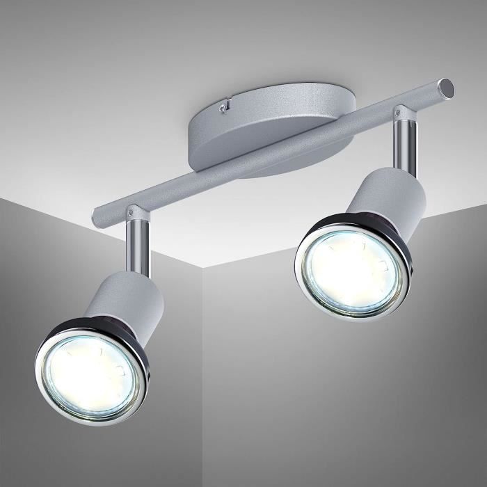 Plafonnier Lampe Glenford Nickel brossé 33 cm pour 2 Ampoules