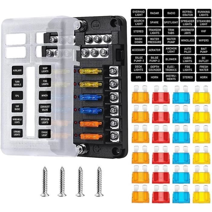 Support De Bloc De Fusibles à Lame De Bote à Fusibles à 6 Voies Avec Voyant LED Pour Bateau Marin De Voiture Automobile 88543346