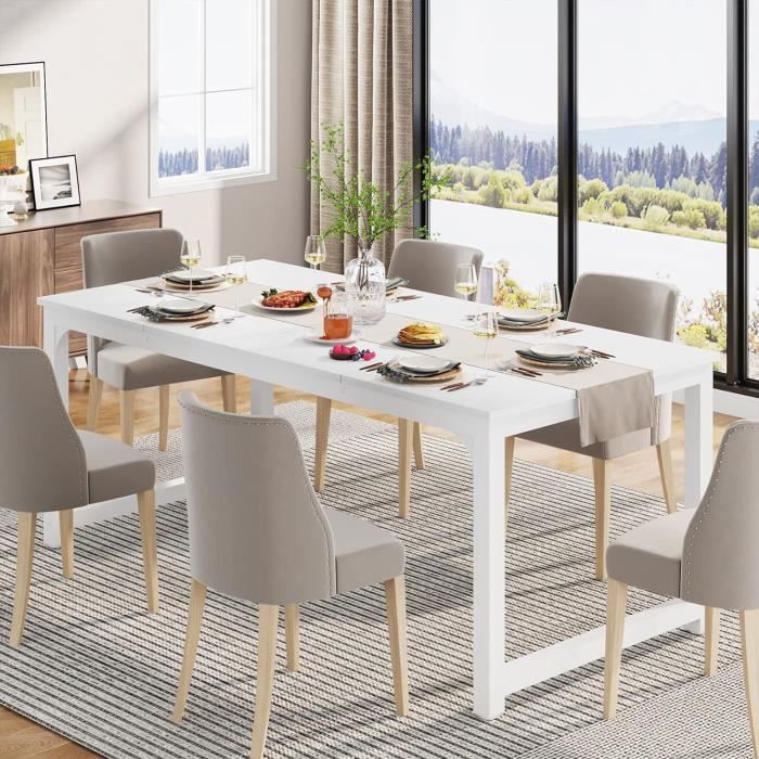Table à Manger Industrielle Tribesigns 180x80cm - Style Rustique Marron/noir | Pour 6-8 Personnes