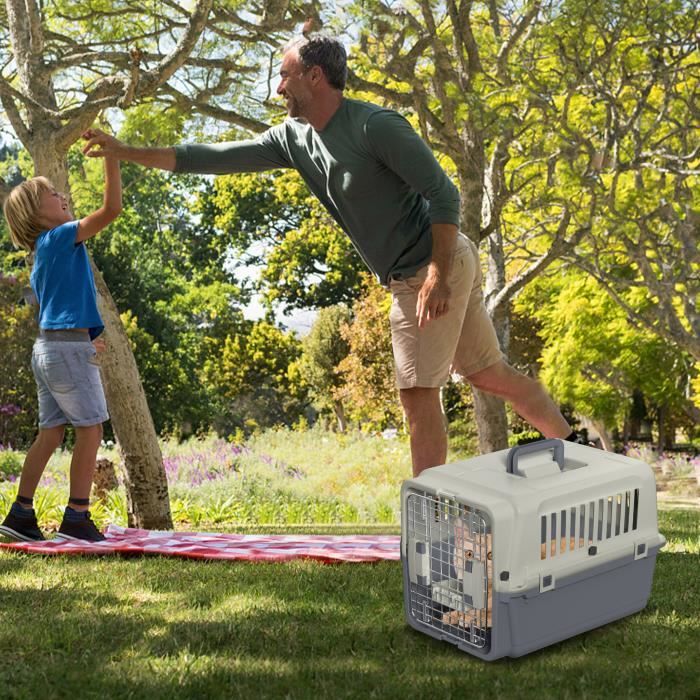 Comparer les prix de Caisse de Transport pour Chats - UISEBRT - 60x39.5x44cm - Gris - Petit - Intérieur