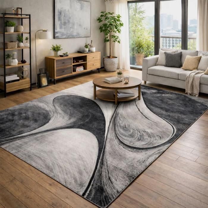Tapis 160 X 230 Cm Silky Gris Noir Unamourdetapis Tapis Entree Moderne Et Design Madila 160 X 230 Cm Gris Et Noir Achat Vente Tapis Polypropylene Cdiscount