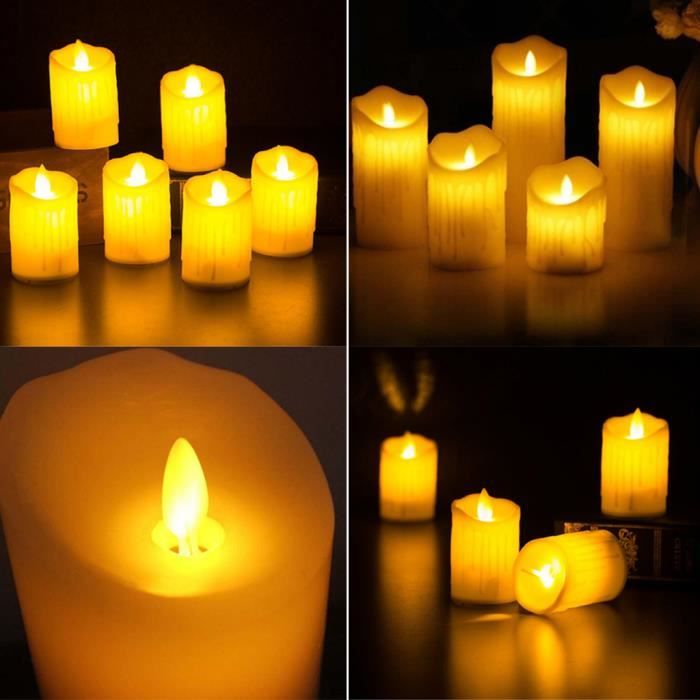 Seule la lumière des bougies Bougie scintillante en cristal, romantique,  sans flamme, décoration de maison