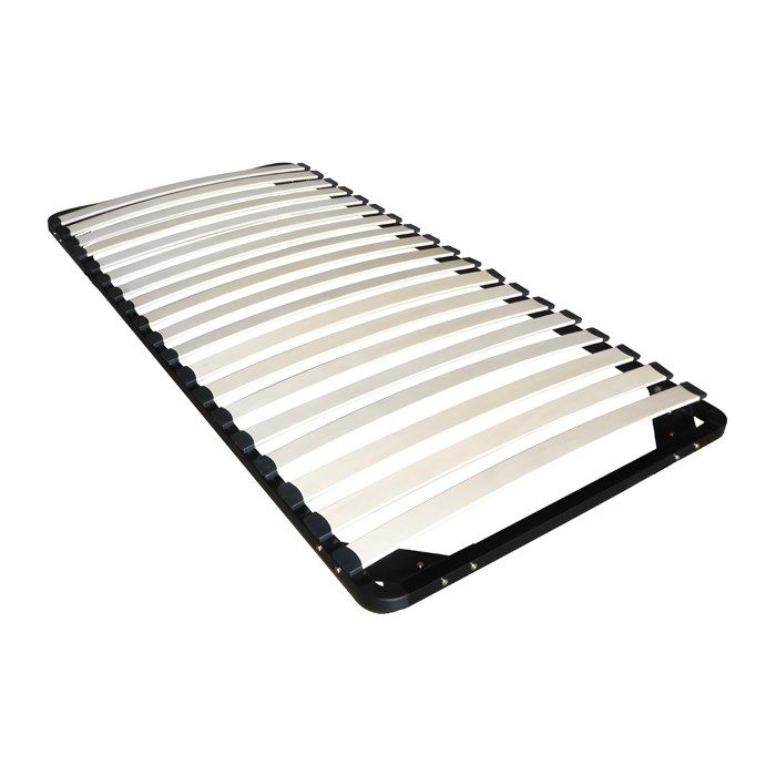 Cadre à lattes démonté 90x190cm - VENTE-UNIQUE - 19 lattes - Sans pied - Noir
