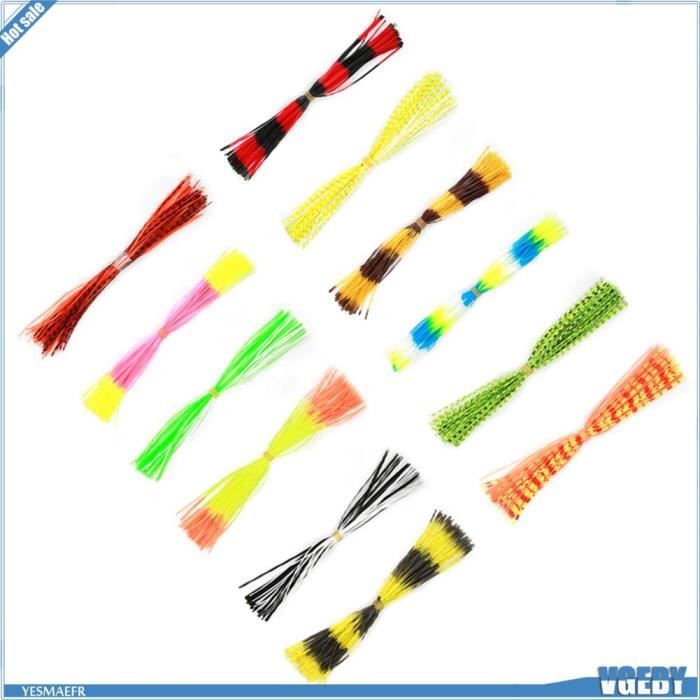 Accessoire de pêche - V GEBY - 600 brins souples - Silicone élastique - Jupes de leurre colorées - 12 paquets