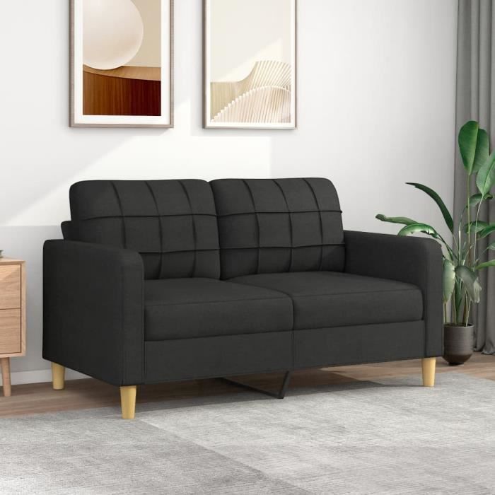 Divan - Sofa Moderne Canapé à 2 places - Noir 140 cm Tissu 22,7Kg, FR2023