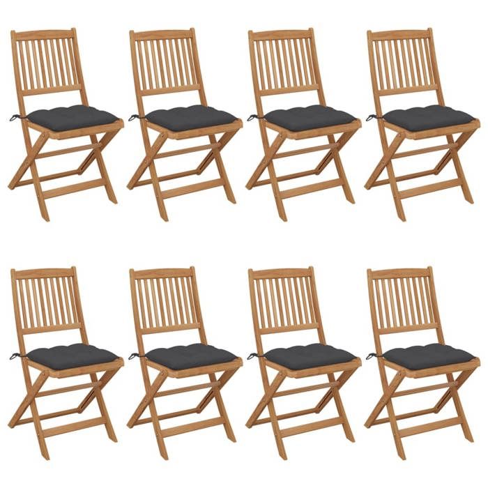 vidaXL Chaises pliables de jardin avec coussins Lot de 8 - vue 4