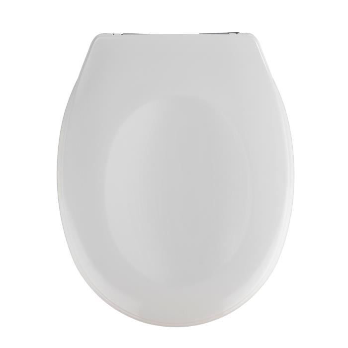 WENKO Abattant WC avec frein de chute 'Easy Close' Savio, fixation  plastique chromé, antibactérien, Duroplast, 35 x 44.5 cm, Blanc